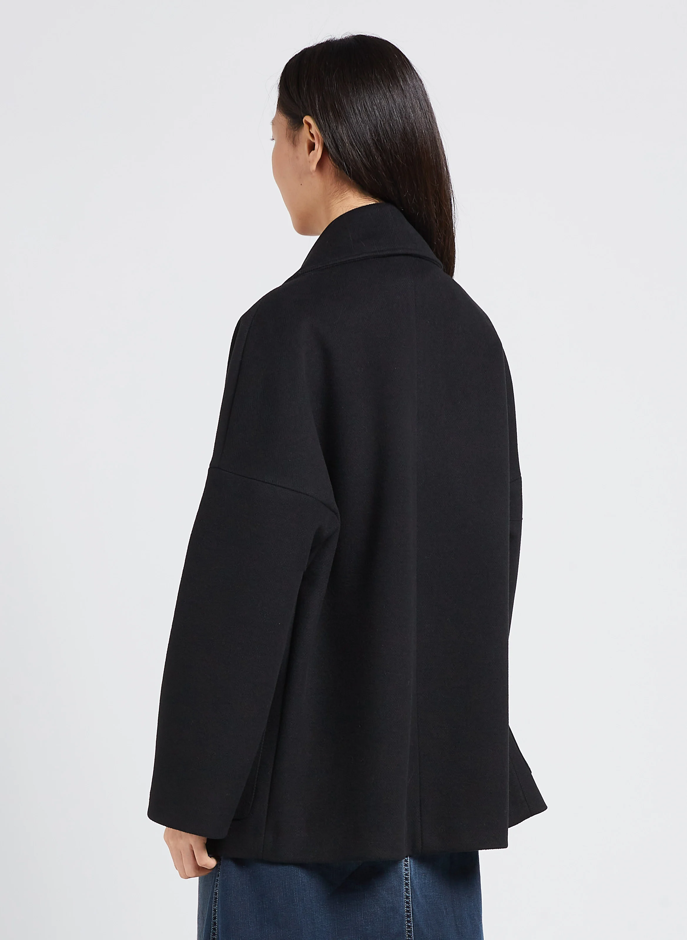 Manteau col tailleur | Noir