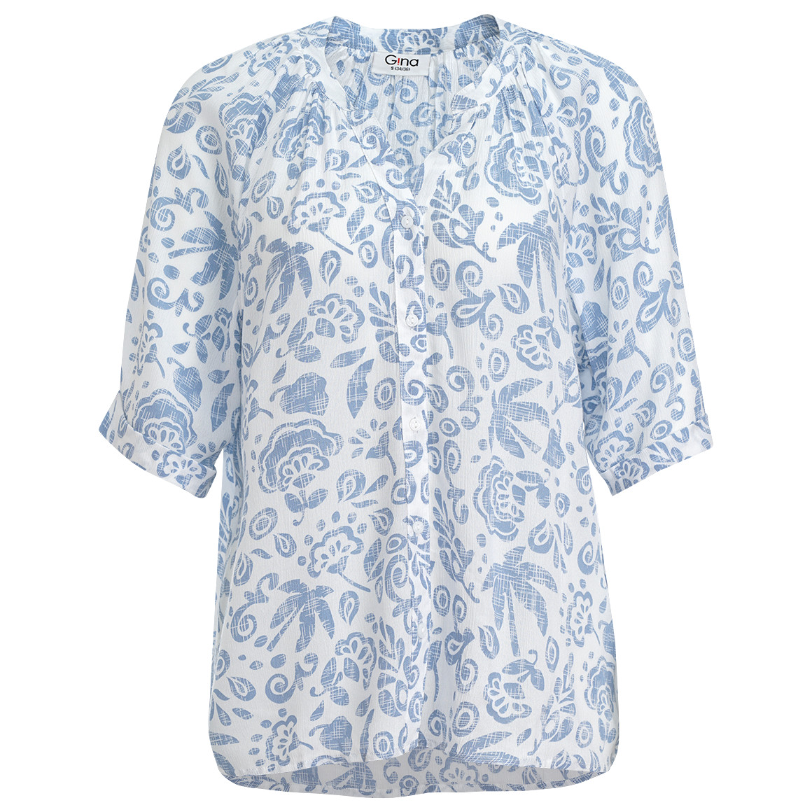 Gina Damen Bluse aus Viskose weiss / hellblau