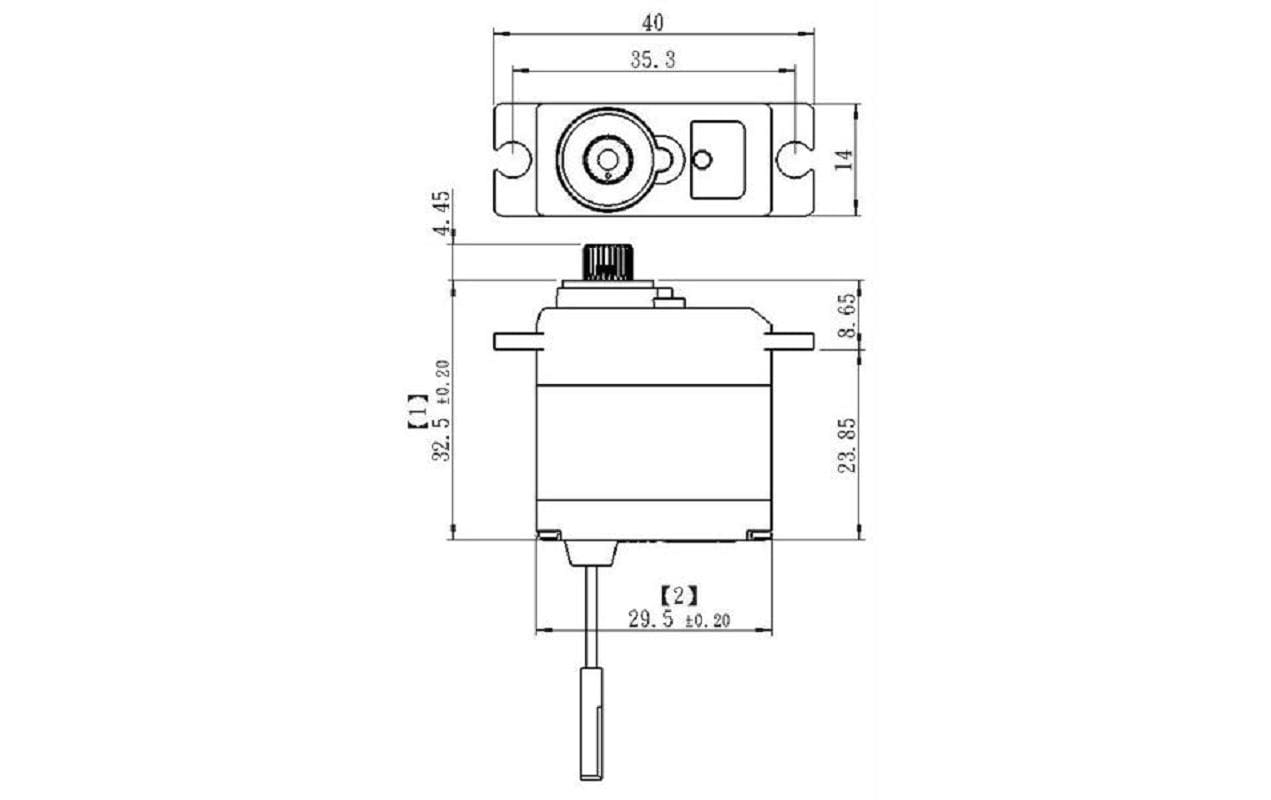 Mini Servo SW-0250MG+ 5 kg, 0.14 s, WasserdichtWasserdichtes Digitalservo mit Softstart und kugelgelagertem Metallgetriebe