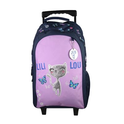 Sac à dos à roulettes Lili Lou - 2 compartiments - violet - Bagtrotter