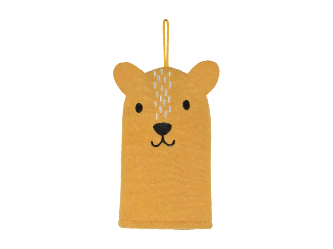 Gant de toilette marionnette léopard