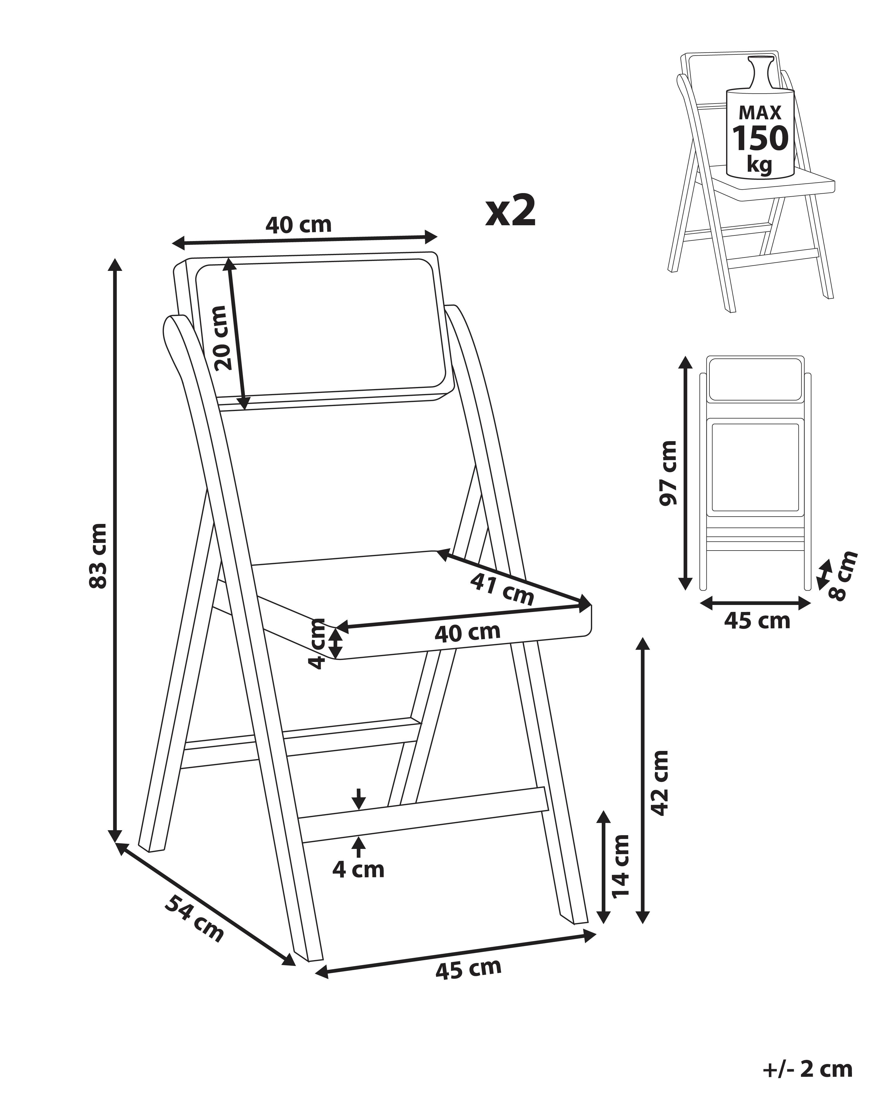 Set van 2 eetkamerstoelen inklapbaar MODANE Bamboehout Lichtbruin