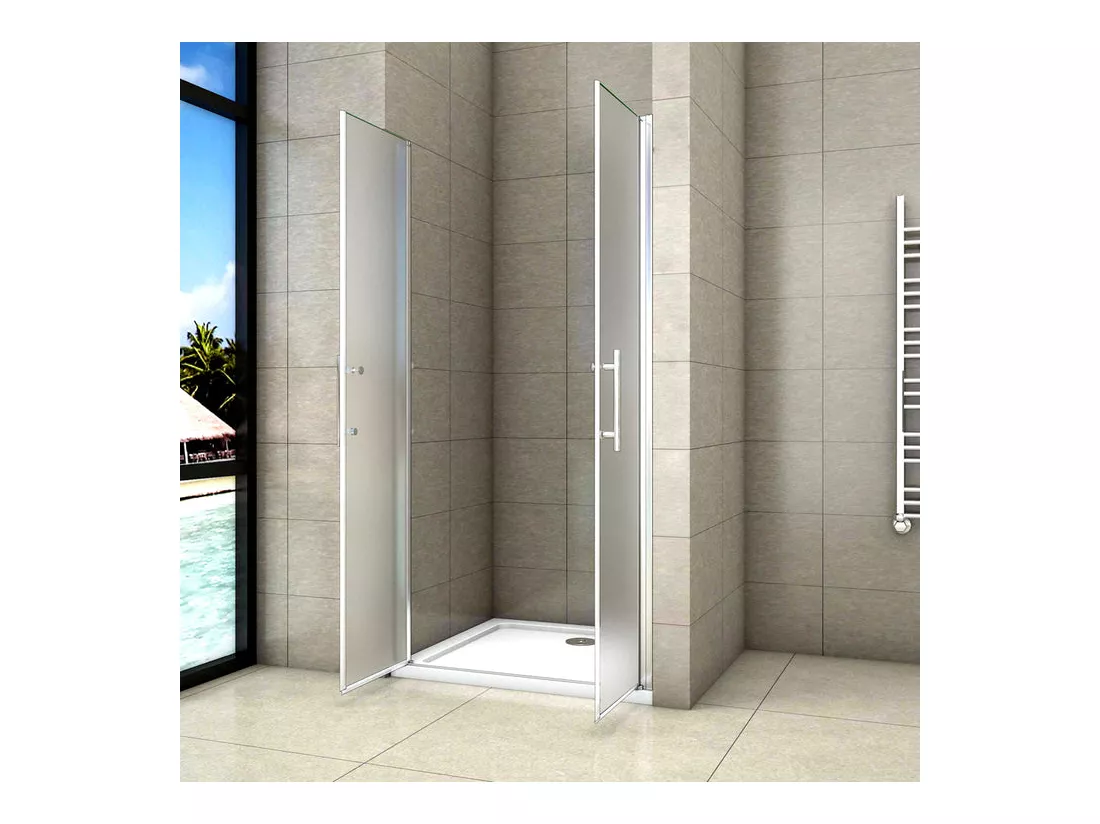 Porte de douche battante 80x185cm porte de douche en verre satiné avec anti-déflagrant et anticalcaire