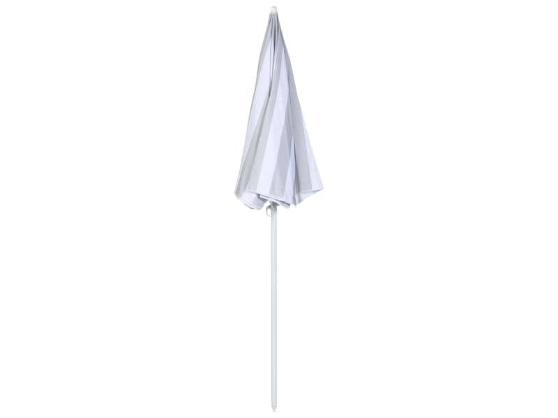 KOOR Sonnenschirm Marino 180 cm, Grau/Weiss Strandschirm mit Lichtschutzfaktor 50