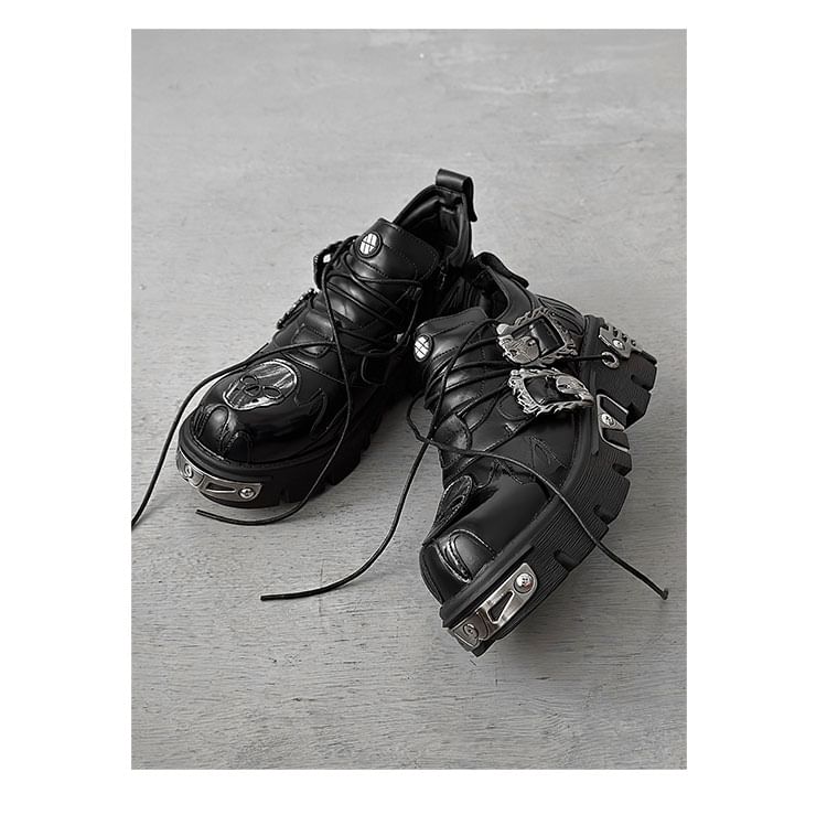 Malnia Home - Punk Platform Buckled Lace Ups