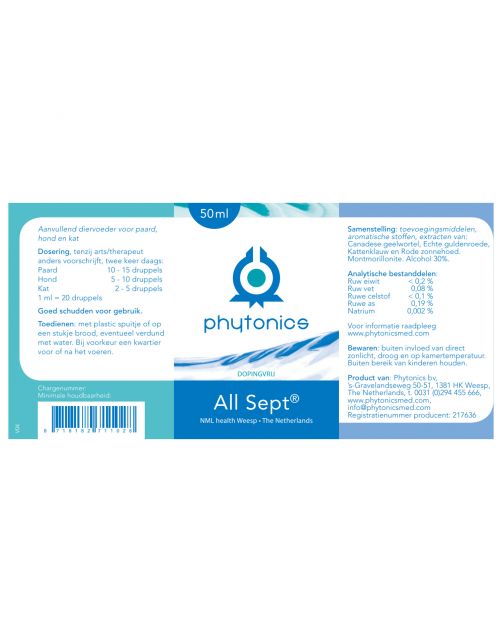 Phytonics All Sept - Voedingssupplement - 50 ml Hond\/Kat\/Paard