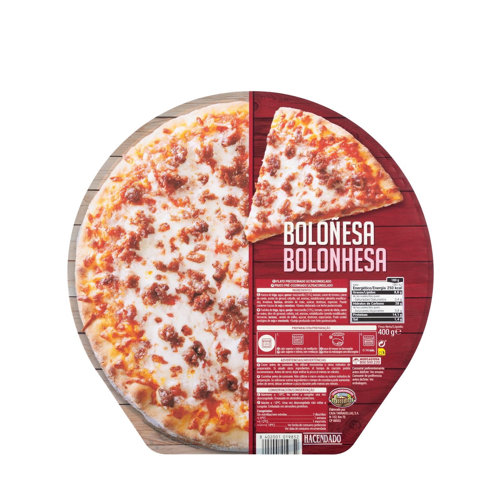 Pizza bolognaise surgelée Hacendado