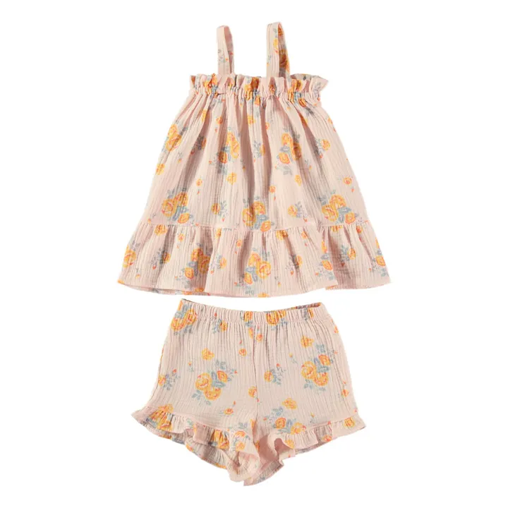 Risu Risu Pyjashort Maya Double Gaze de Coton Bio | Rose pâle