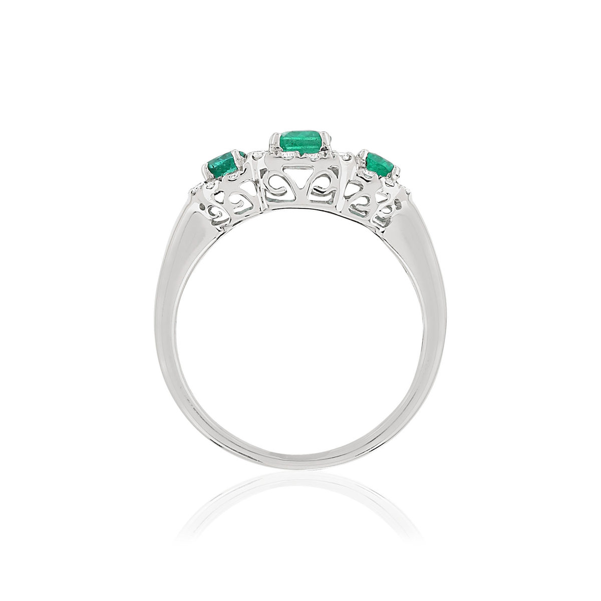 Bague or blanc emeraude diamant
