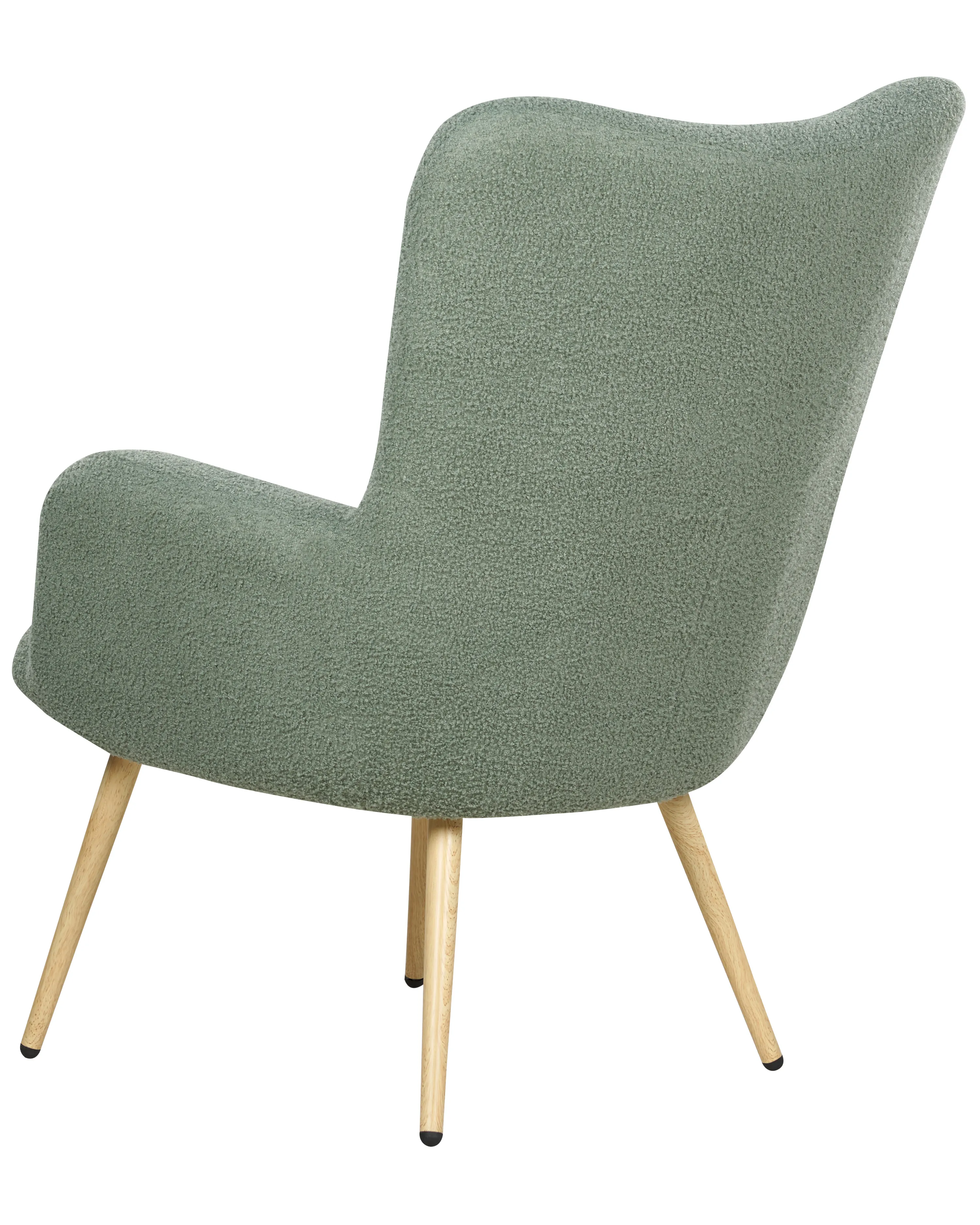 Oorfauteuil VEJLE met voetenbank Bouclé Lichtgroen