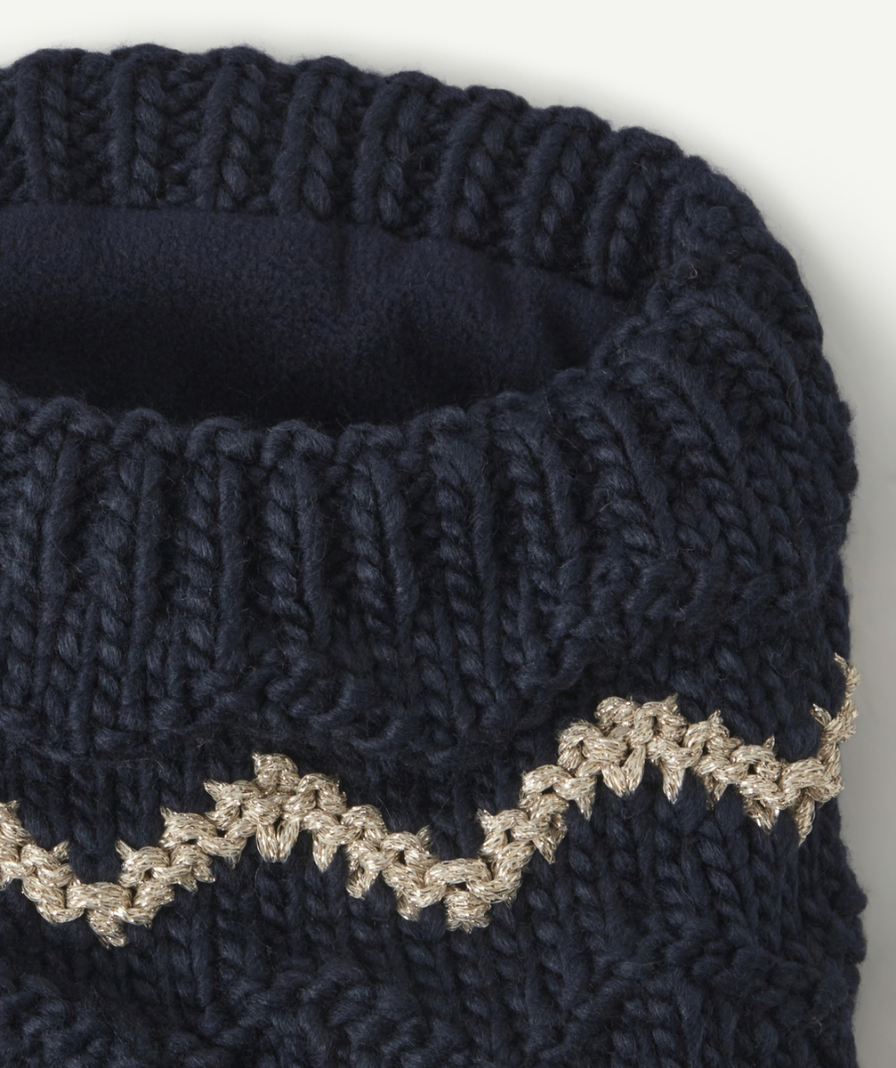 SNOOD BLEU MARINE ET BRILLANT BÉBÉ FILLE EN FIBRES RECYCLÉES