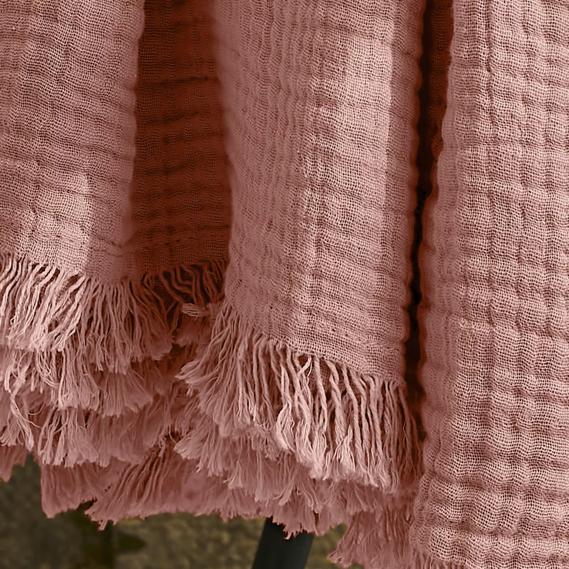 Plaid gaze de coton (180 x 220 cm) Gaïa Rose pêche
