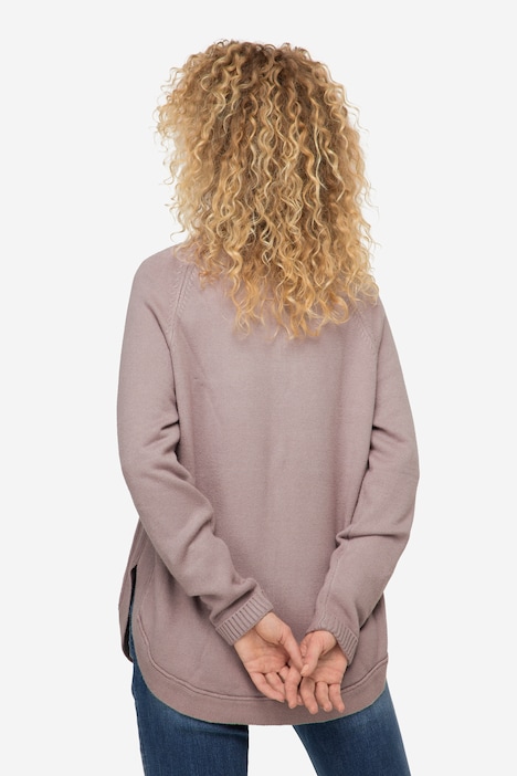 Strickjacke, Stehkragen, Zipper, Seitenschlitze, Langarm