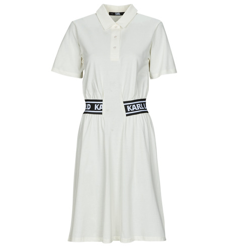 Karl Lagerfeld - PIQUE POLO DRESS Blanco / Negro