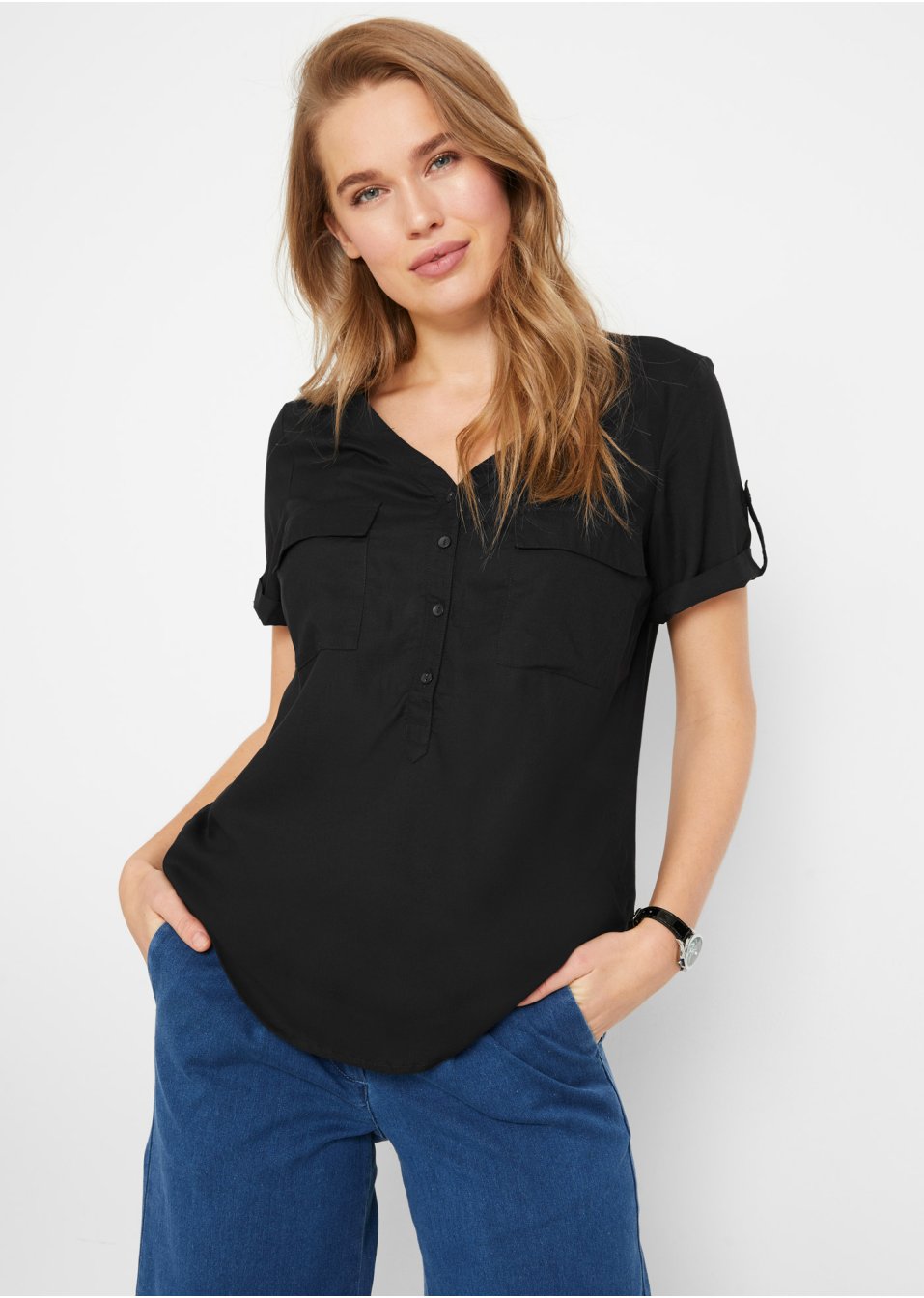 Blouse en viscose à manches courtes