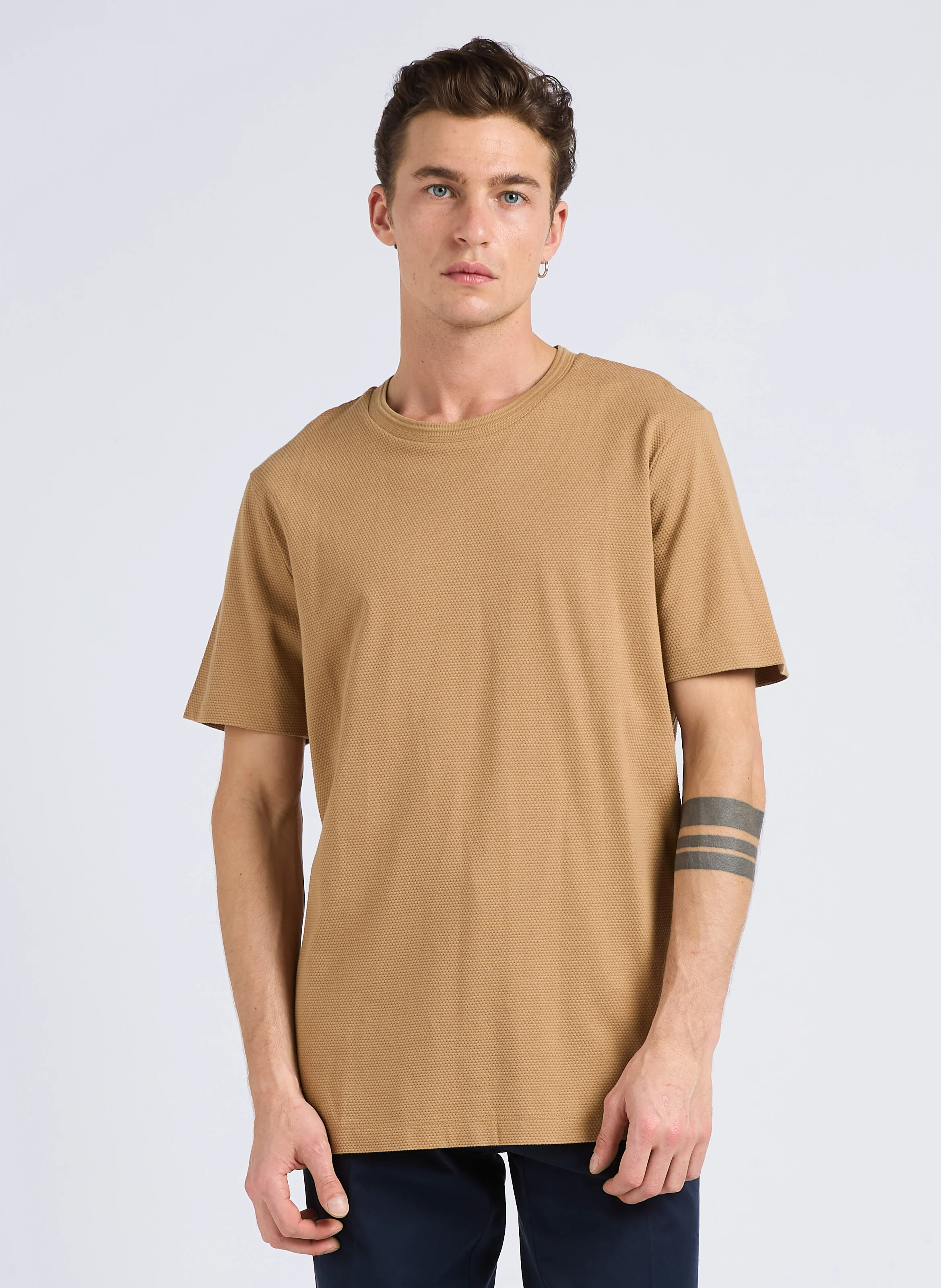 TIBURT - Tee-shirt col rond regular fit en coton mélangé | Beige