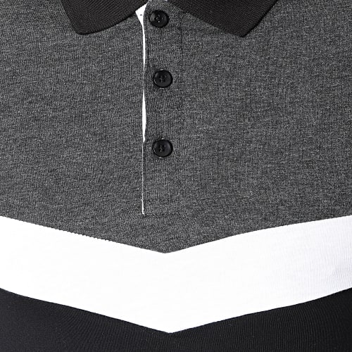 Polo Manches Courtes Tricolore 1554 Noir Gris Anthracite