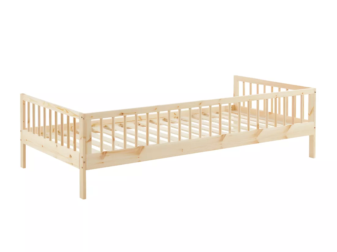SASHA - Cadre de lit pour enfant en bois massif 90x190cm - Bois clair
