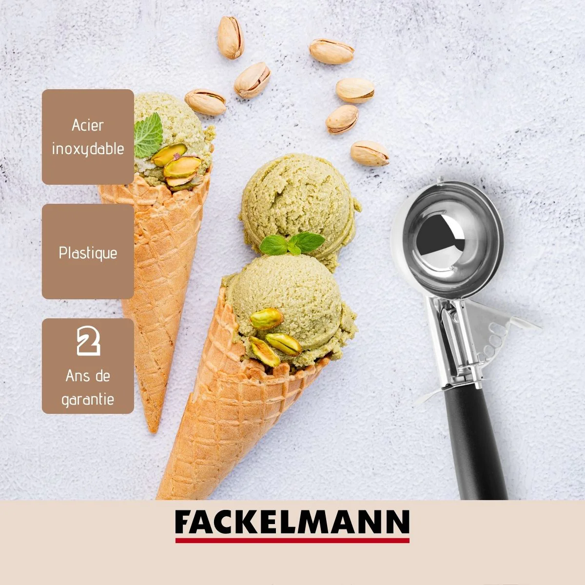 Cuillère à glace avec fonction éjection 21 cm Basic Fackelmann