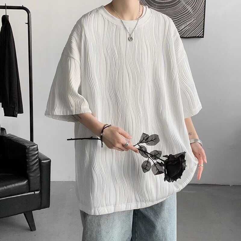 Real Boy - T-shirt met ronde hals, 3/4-mouwen en effen textuur