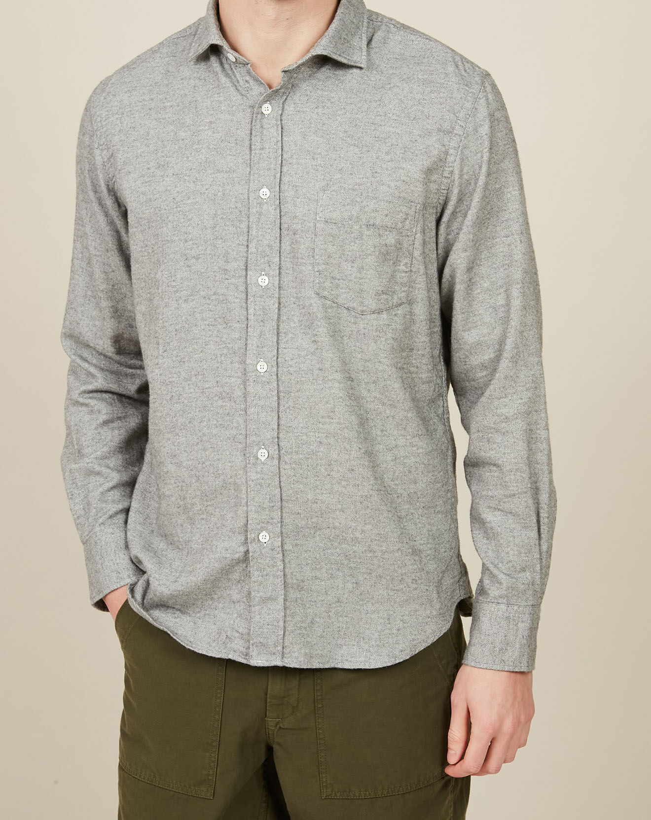 Hartford Chemise Regular en Flanelle de Coton Paul grise