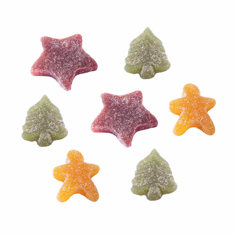 Pâtes de fruits forme festive (étoile, sapin, mannele)