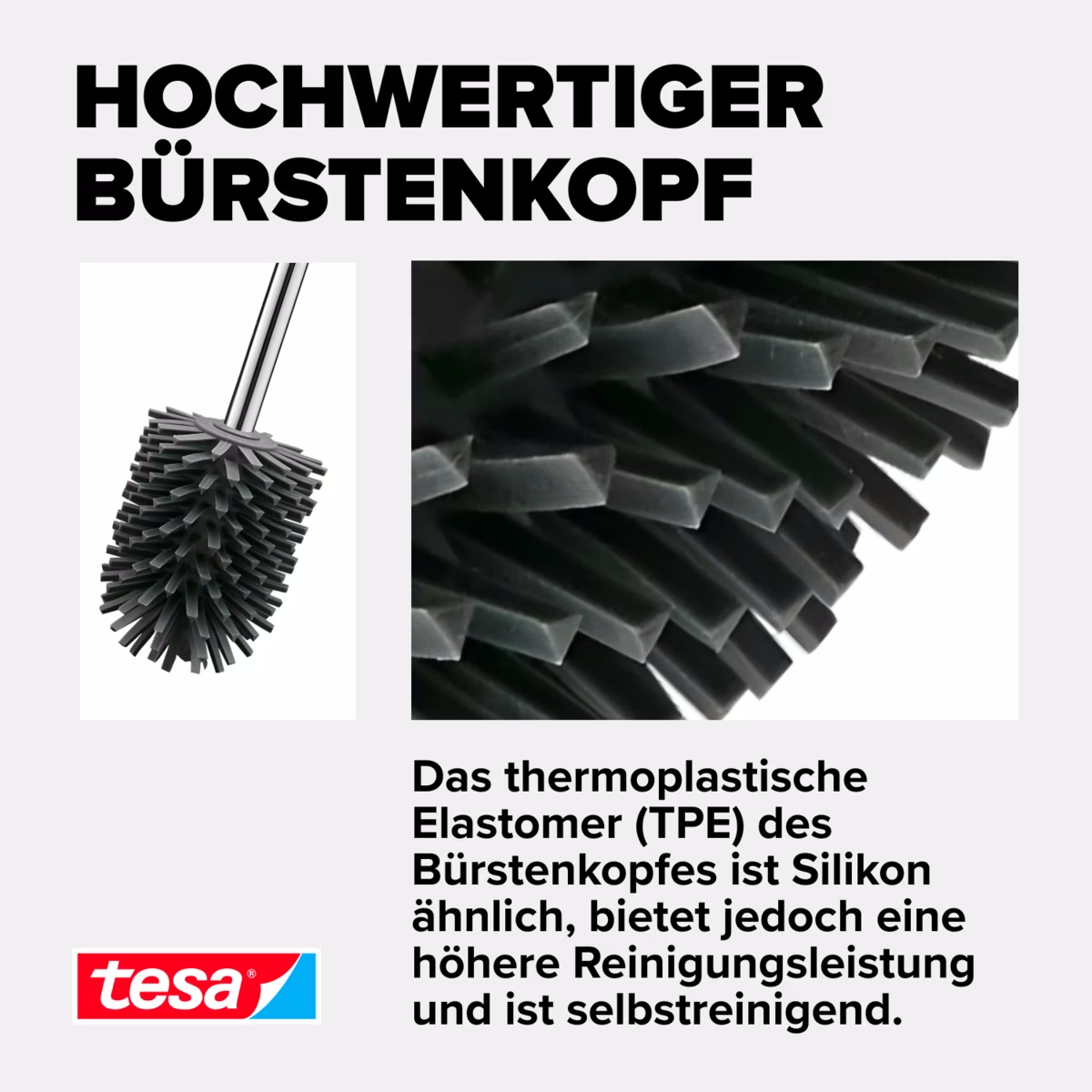 Silikon Toilettenbürste Ersatz WC Bürste Toiletten Abfluss Reiniger für tesa Bürstengarnituren (40371-00000-00) - Schwarz