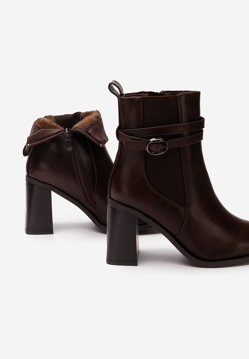 Bottines à gros talon bruns Yvresse