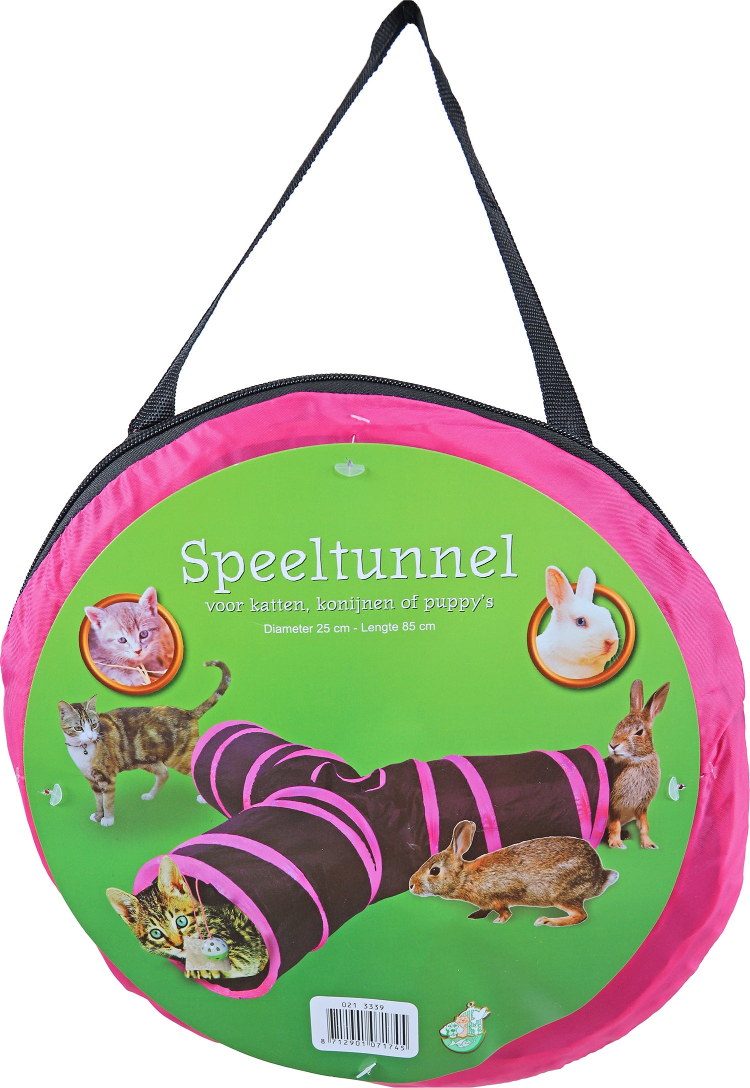 Boon kattenspeelgoed speeltunnel Y zwart / roze 85 x 25 cm