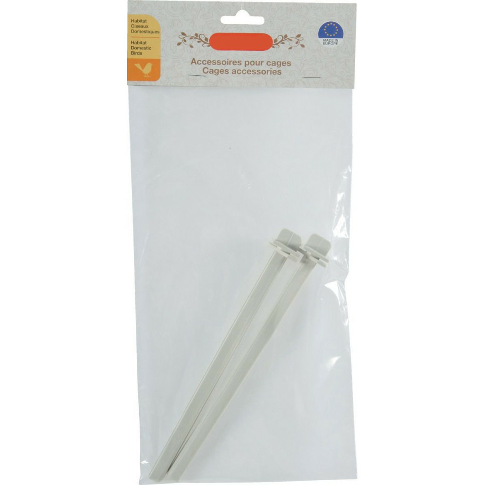 2 perchoirs plastique beige de 18 cm, pour oiseaux.