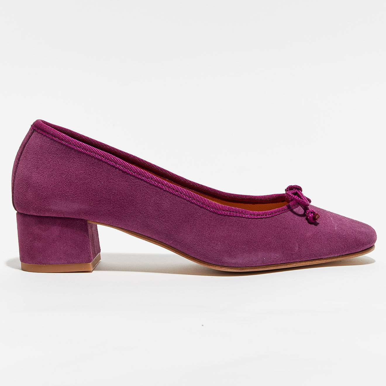 Quartier Latin Ballerines en Velours de Cuir Albane violettes - Talon 4 cm