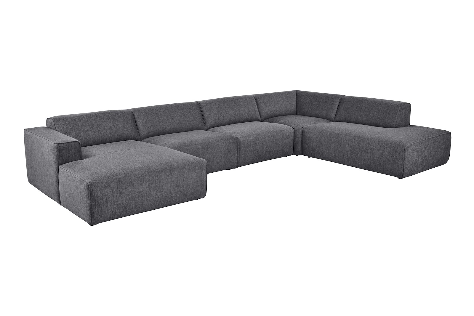 Enjoy U-sofa oppsett Sjeselong venstre liten , 2-seter, hjørne, åpen ende høyre liten i tekstil Brego 18 antrasitt med sorte ben