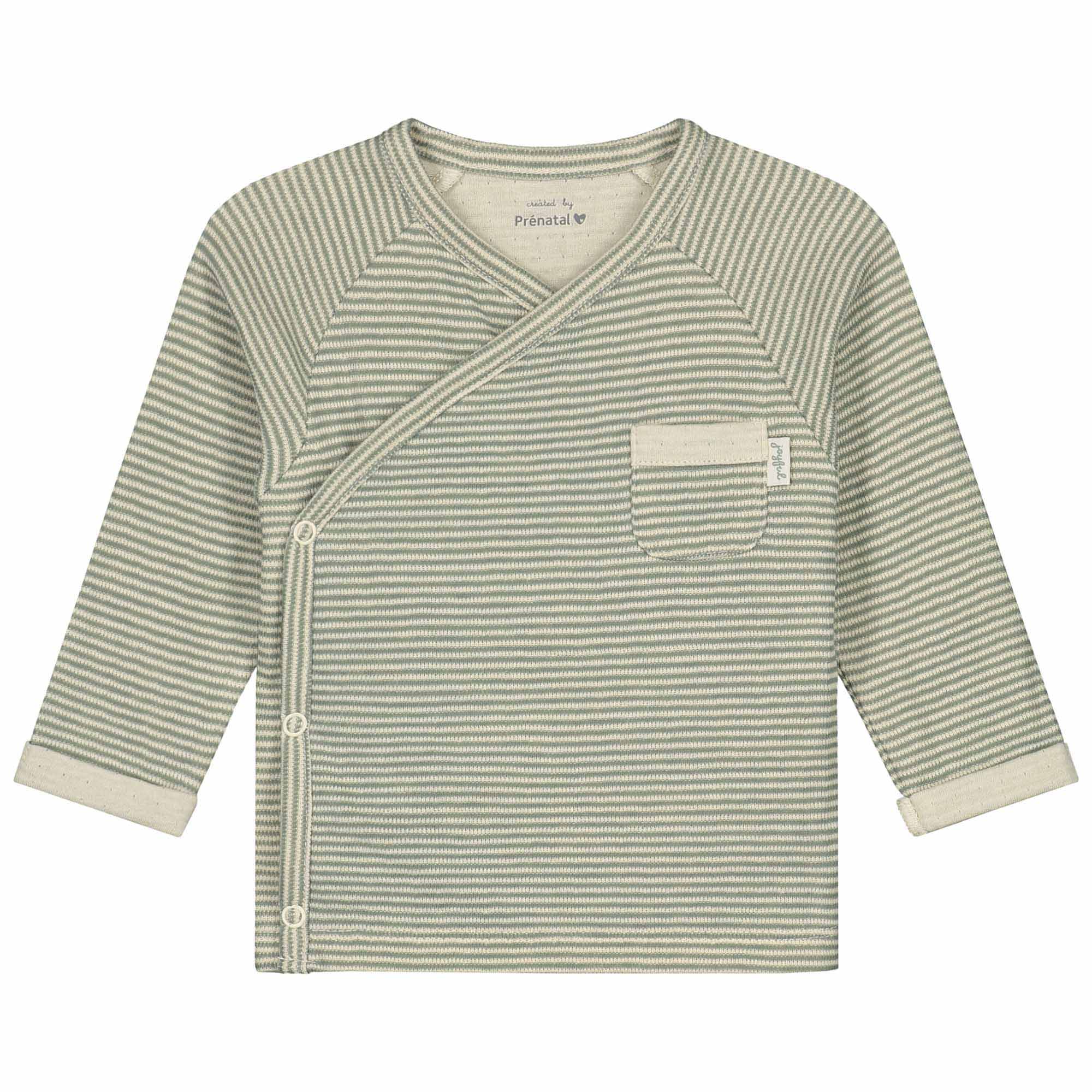 Prénatal newborn overslagshirt dubbeldoek lange mouwen strepen groen