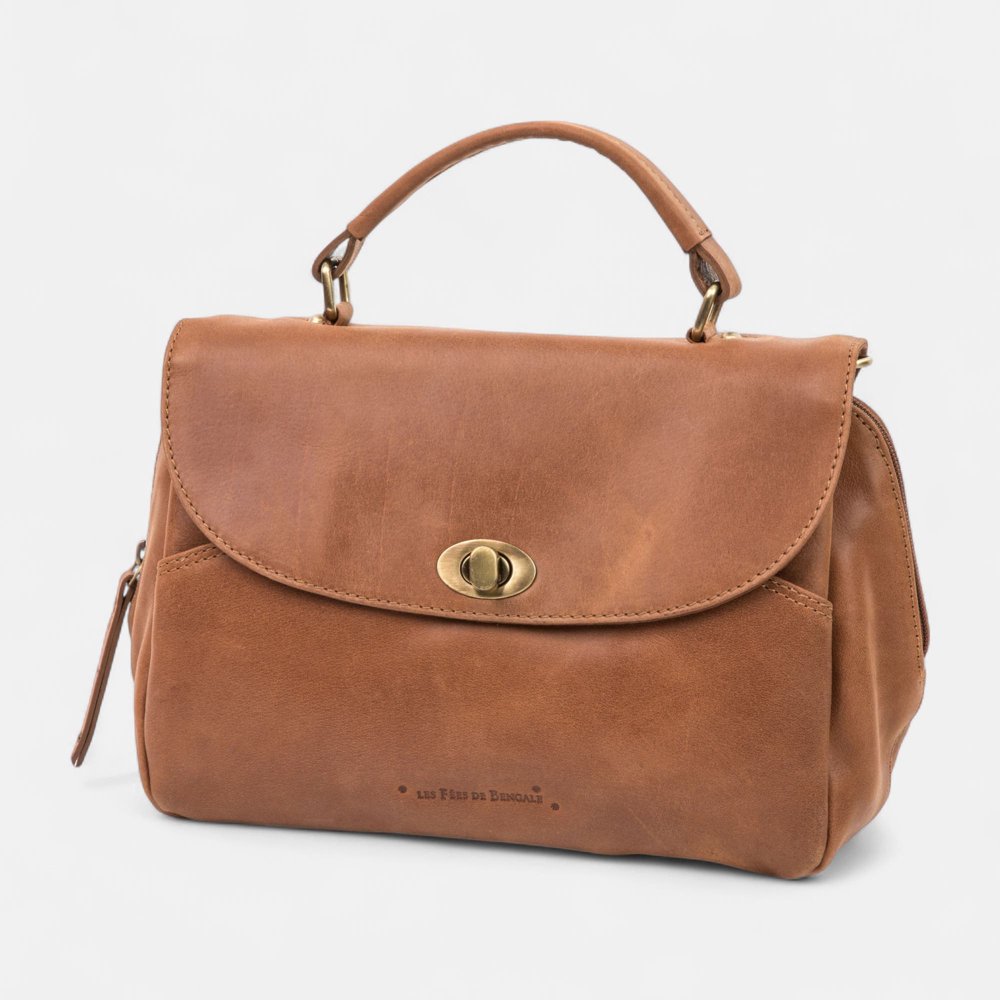 Sac bandoulière en cuir cognac