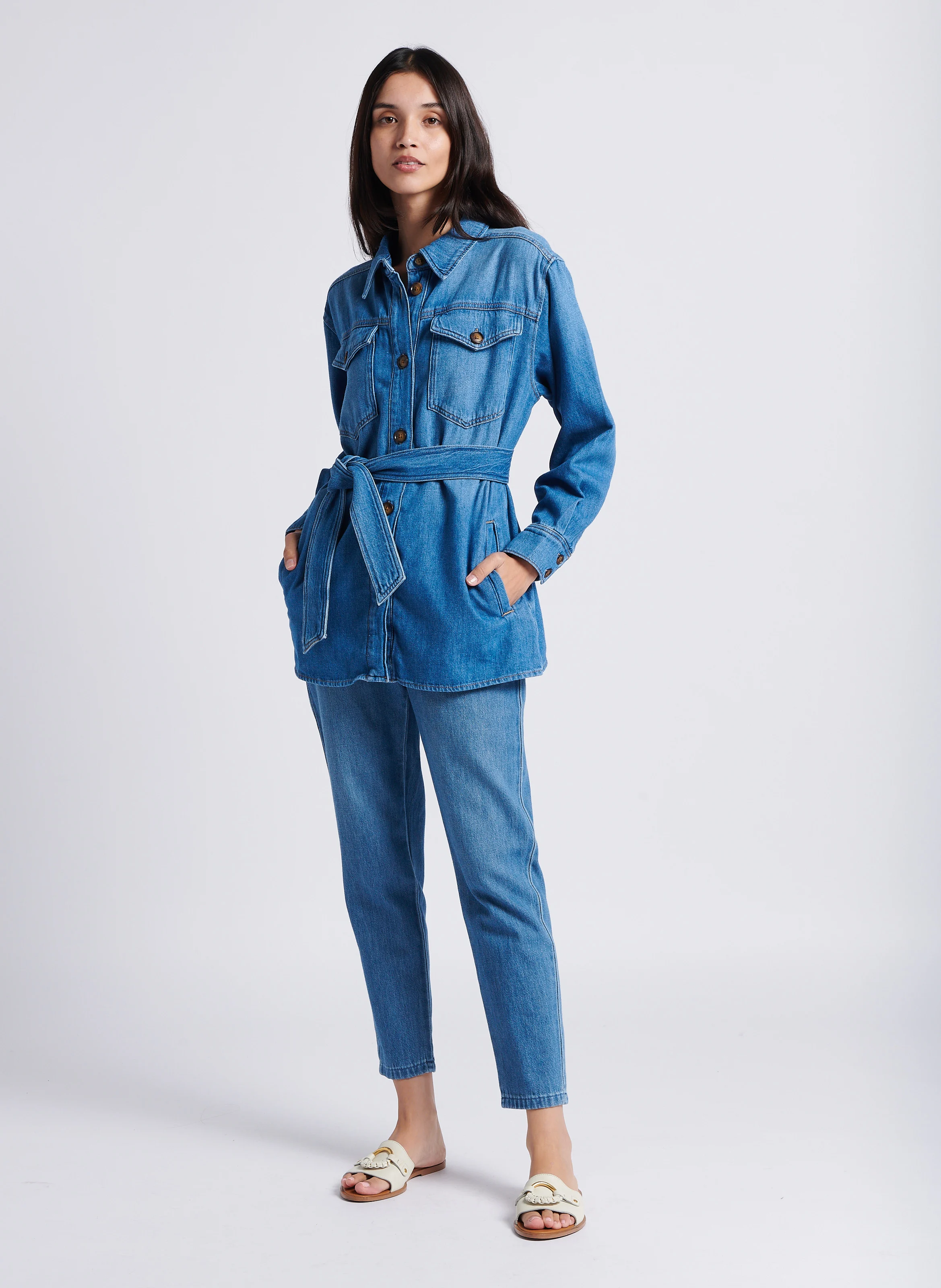 SABIL - Jean droit en coton | Bleu