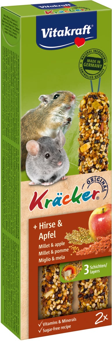 Vitakraft knaagdiersnack Kräcker gierst en appel 2 stuks