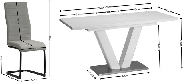 GOODproduct Essgruppe »Elbach, TOPSELLER!, OTTOs Choice« Set, 5 Stk. tlg. ausziehbar 120-160 cm, Hochglanz, Tischgruppe Freischwinger