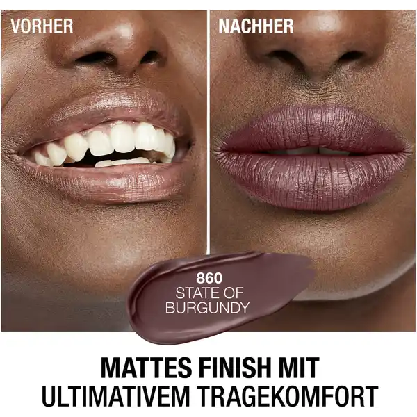 Lasting Perfection Mega Matte Liquid Lip Color, Fb. 860 State of Burgundy