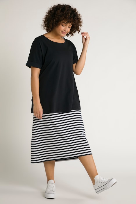 Bellieva-Kleid, Jersey, oversized, doppellagig, Halbarm, Biobaumwolle, GOTS