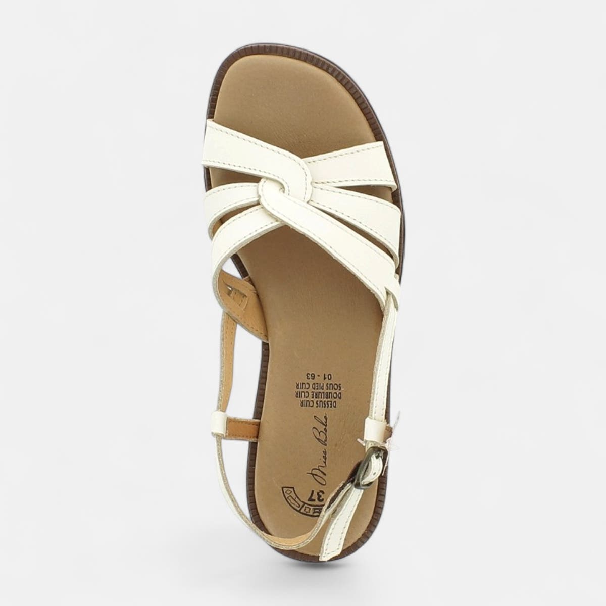 Nu-pieds Femme en cuir beige