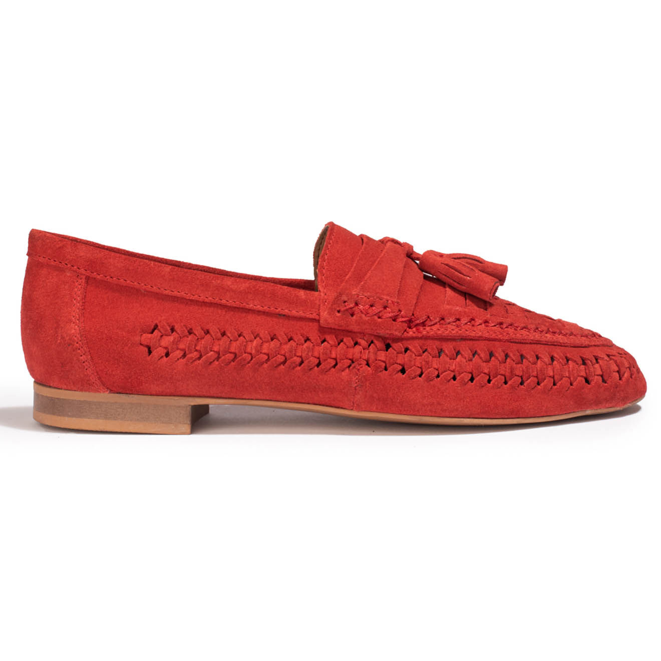 Couleur Pourpre Mocassins en Velours de Cuir Hampi rouges