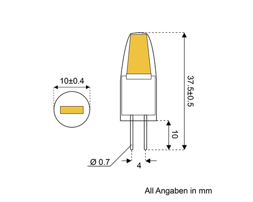 LED-pinlamp, dimbaar, G4/1,5W, 150 lm, 2700 K warm wit, COB-chippinlamp, 1-pack, helder/zilver