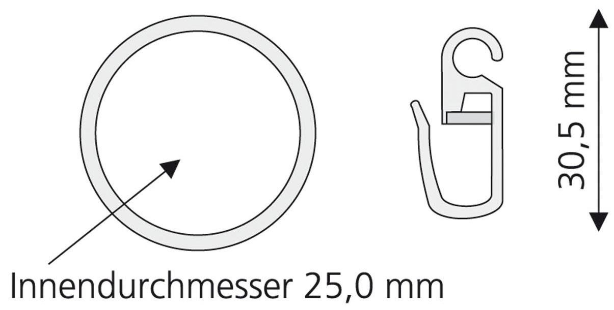 Liedeco Gardinenring für Gardinenstangen Ø 16 mm