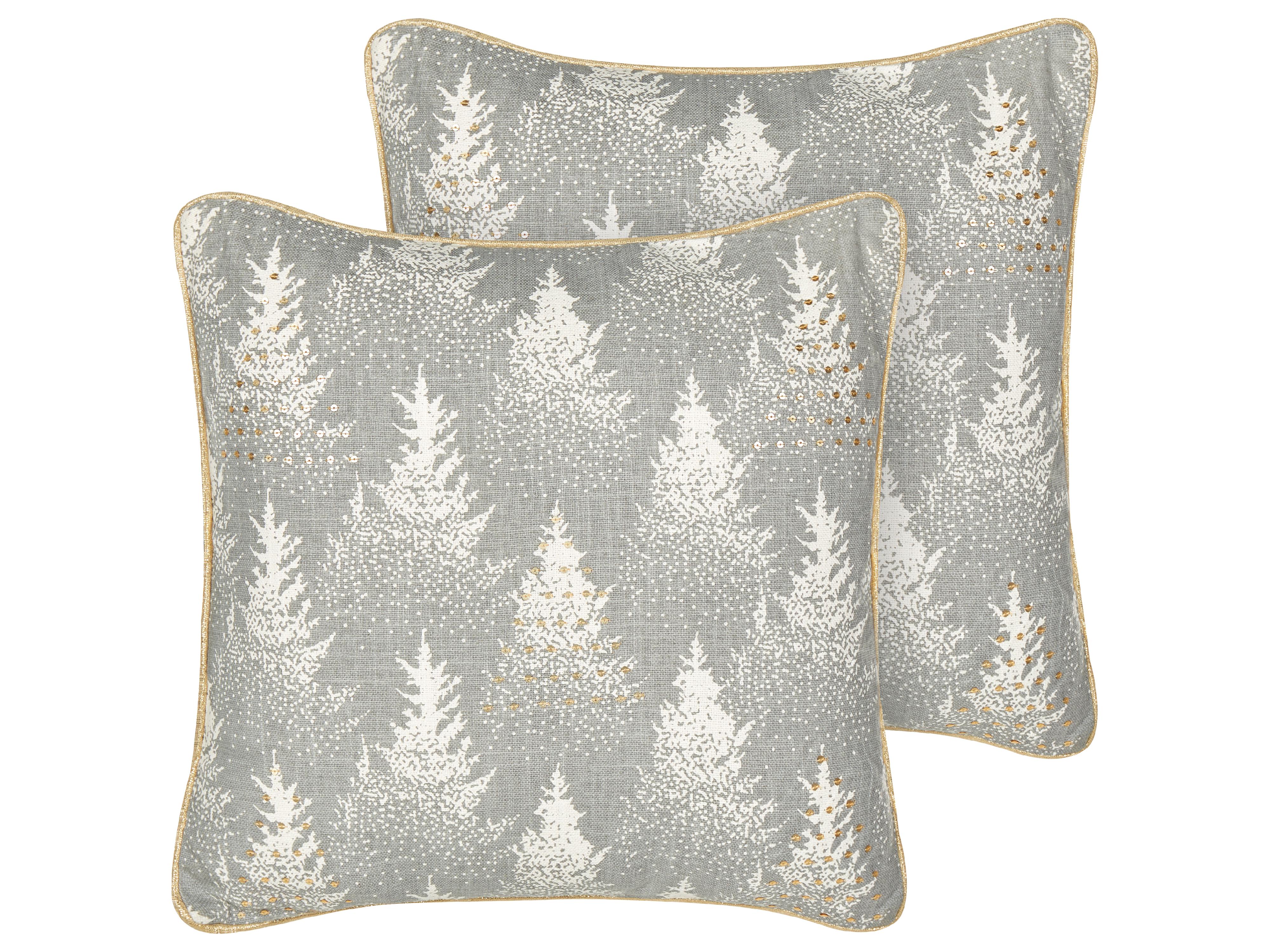 Set van 2 sierkussens BILLBERGIA Katoen 45 x 45 cm Grijs kerstmotief