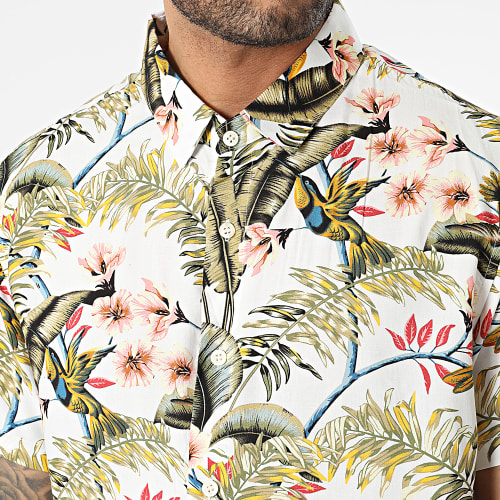 Chemise Manches Courtes Blanc Floral