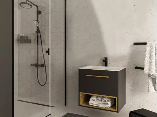 Meuble sous vasque suspendu anthracite - 60 cm - YANGRA