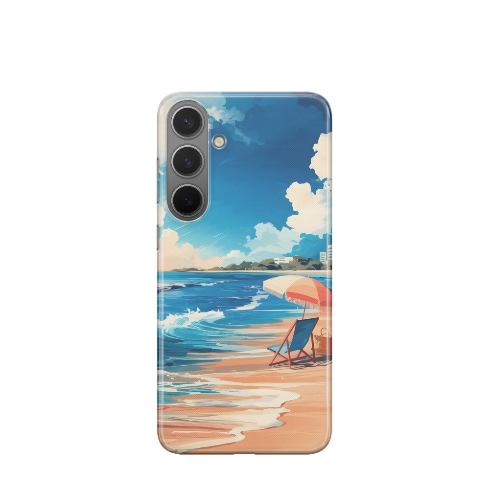 Samsung Galaxy S24 Plus Gummi Hülle Aquarell Sommer 2 - Blau