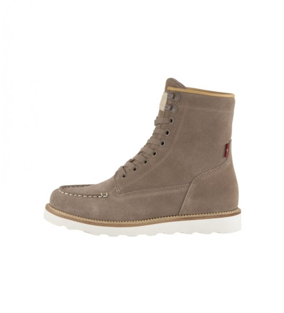 Botas de cano curto Levi's Darrow Mocc em couro taupe