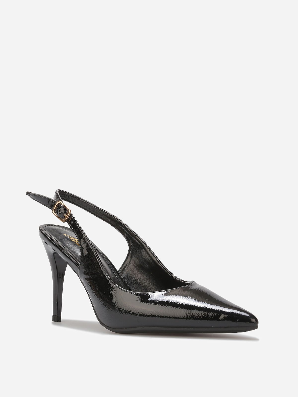 Escarpins slingback texturées vernies- Noir
