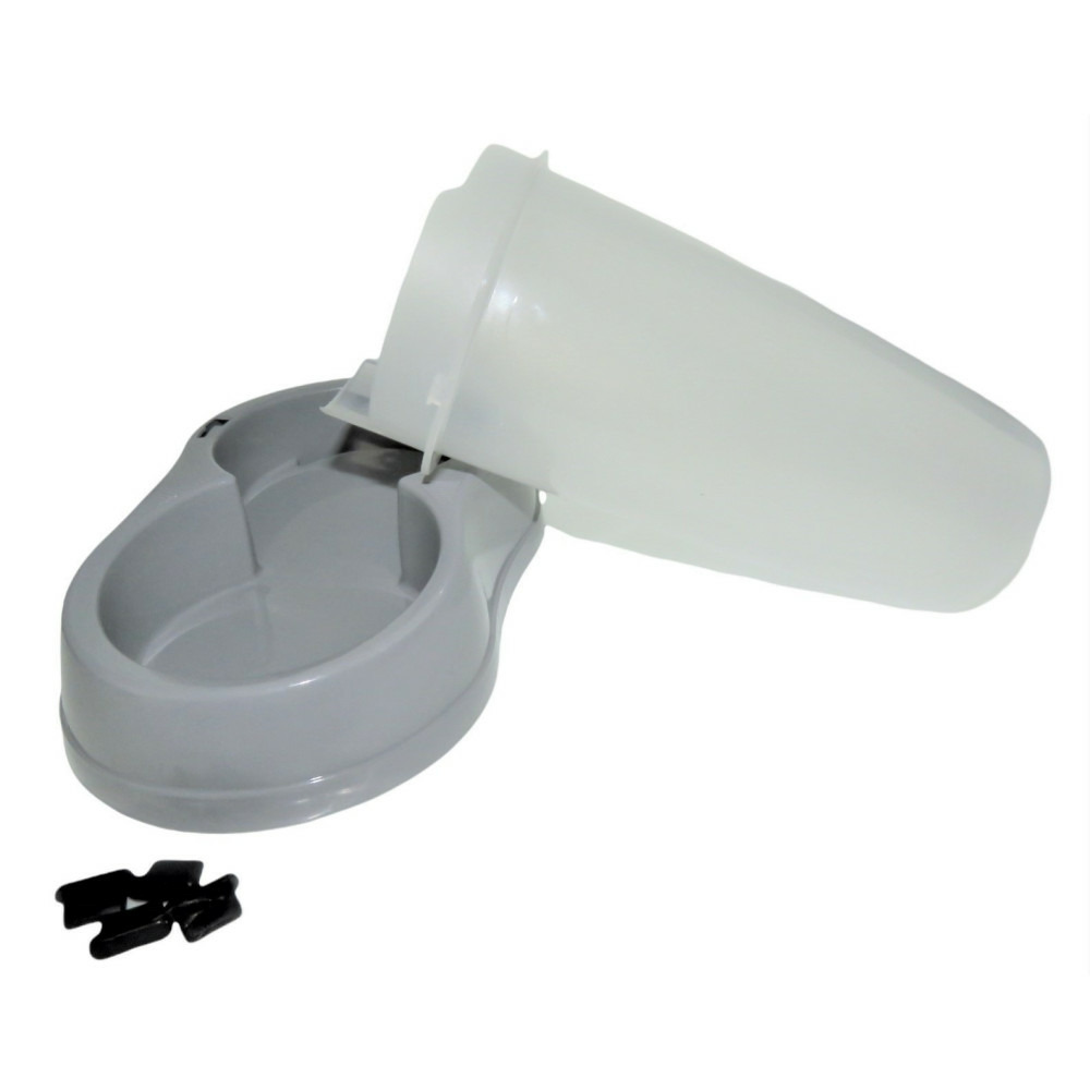 Distributeur mixte 650 ml, eau ou croquettes, gris en plastique, pour chien